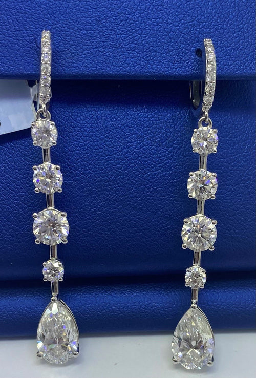 A pair of fancy diamond earrings in 18KW white gold by The DiamondLab.